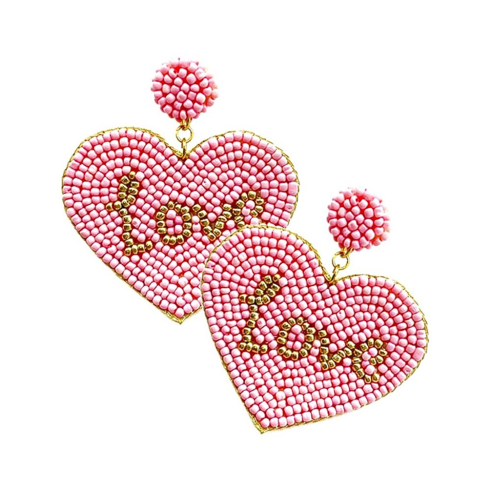 Fabulous Love Note Seed Beaded  Heart  Earrings